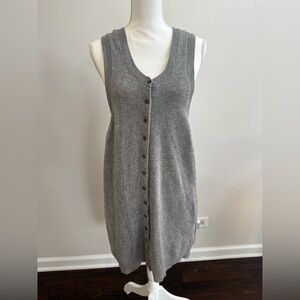 Gray Button-Down Sleeveless Sweater Dress